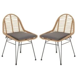 Esszimmerstuhl Gartenstuhl LOBOS Im 2er Set Aus Flechtrattan