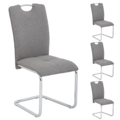 4er Set Schwingstuhl ELEONORA, Stoff Grau