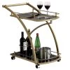 Servierwagen EVO In Gold Mit Schwarzem Glas
