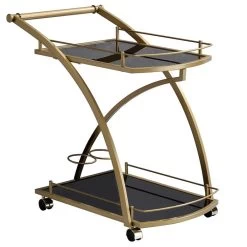 Servierwagen EVO In Gold Mit Schwarzem Glas -Möbel Verkauf 13807 2