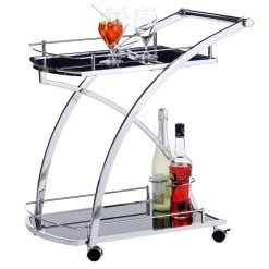 Servierwagen EVO In Schwarz Und Chrom