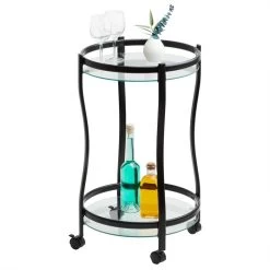 Servierwagen VEGA In Schwarz/Klarglas