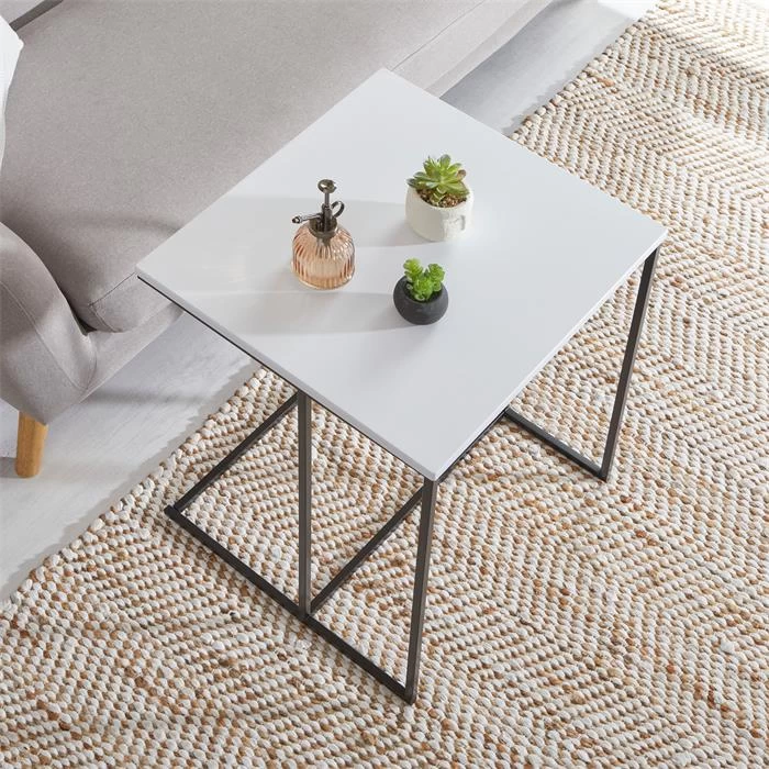 Beistelltisch VITORIO Rechteckig In Weiß/schwarz 3 Beistelltisch VITORIO Rechteckig In Weiß/schwarz – Bild 3