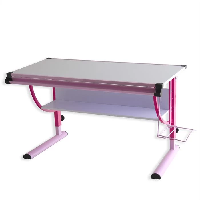 Kinderschreibtisch CARINA Weiß/rosa, Neigbar Und Höhenverstellbar 2 Kinderschreibtisch CARINA Weiß/rosa, Neigbar Und Höhenverstellbar – Bild 2
