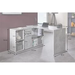 Eckschreibtisch CARMEN Mit Regalteil, Betonoptik -Möbel Verkauf 14705 A10