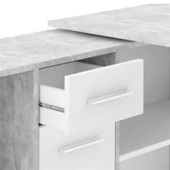 Eckschreibtisch DIEGO Mit Regal In Betonoptik/weiß -Möbel Verkauf 14712 3 N1