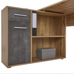 Eckschreibtisch ISOTTA Mit Regal In Wildeiche/Beton Dunkel -Möbel Verkauf 14715 4 N