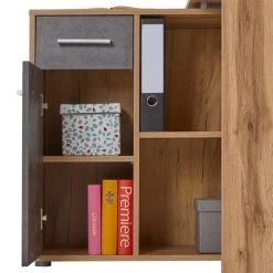 Eckschreibtisch ISOTTA Mit Regal In Wildeiche/Beton Dunkel -Möbel Verkauf 14715 5 N