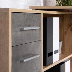 Eckschreibtisch ISOTTA Mit Regal In Wildeiche/Beton Dunkel -Möbel Verkauf 14715 A5 N1