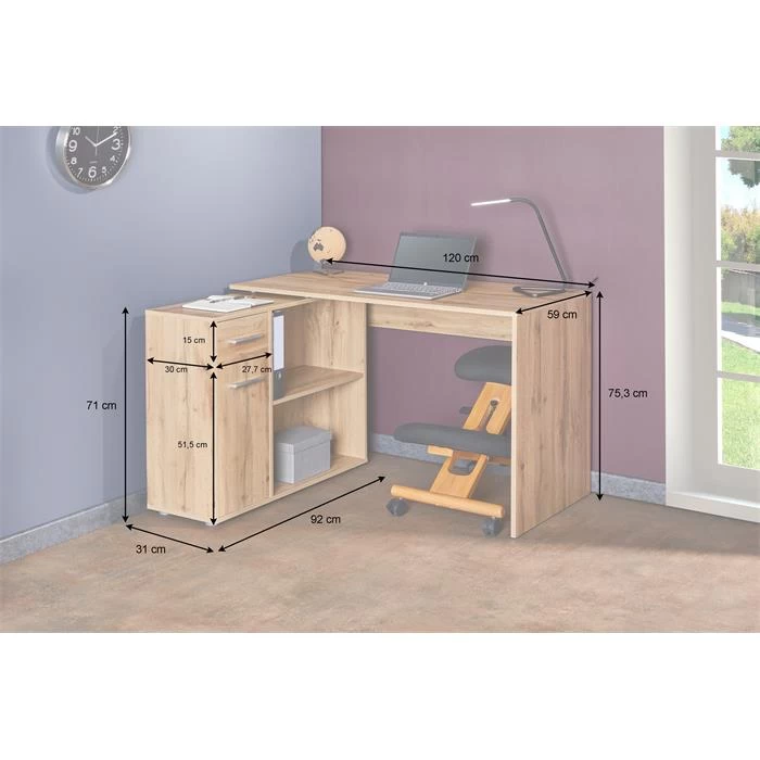 Eckschreibtisch ISOTTA Mit Regal In Wildeiche 4 Eckschreibtisch ISOTTA Mit Regal In Wildeiche – Bild 4