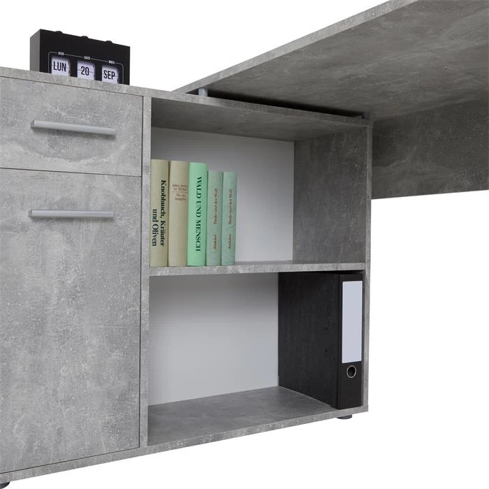 Eckschreibtisch ISOTTA Mit Regal In Betonoptik 6 Eckschreibtisch ISOTTA Mit Regal In Betonoptik – Bild 6