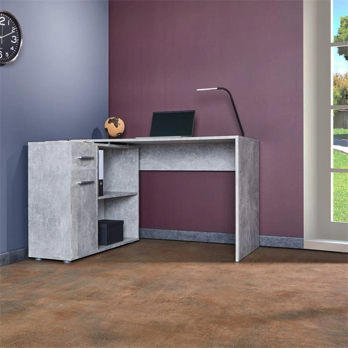 Eckschreibtisch ISOTTA Mit Regal In Betonoptik 3 Eckschreibtisch ISOTTA Mit Regal In Betonoptik – Bild 3