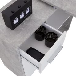 Eckschreibtisch ISOTTA Mit Regal In Betonoptik/weiß -Möbel Verkauf 14738 3 N