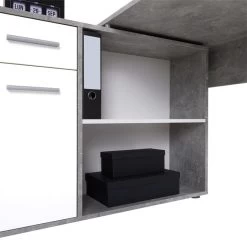 Eckschreibtisch ISOTTA Mit Regal In Betonoptik/weiß -Möbel Verkauf 14738 4 N