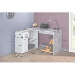 Eckschreibtisch ISOTTA Mit Regal In Betonoptik/weiß -Möbel Verkauf 14738 A10
