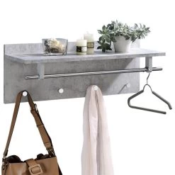 Wandgarderobe ULF In Betonoptik / Chrom