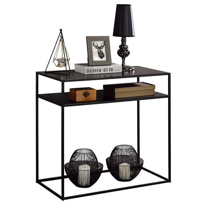 Konsolentisch GONZALO 2 Ablageflächen In Schwarz 1 Konsolentisch GONZALO 2 Ablageflächen In Schwarz