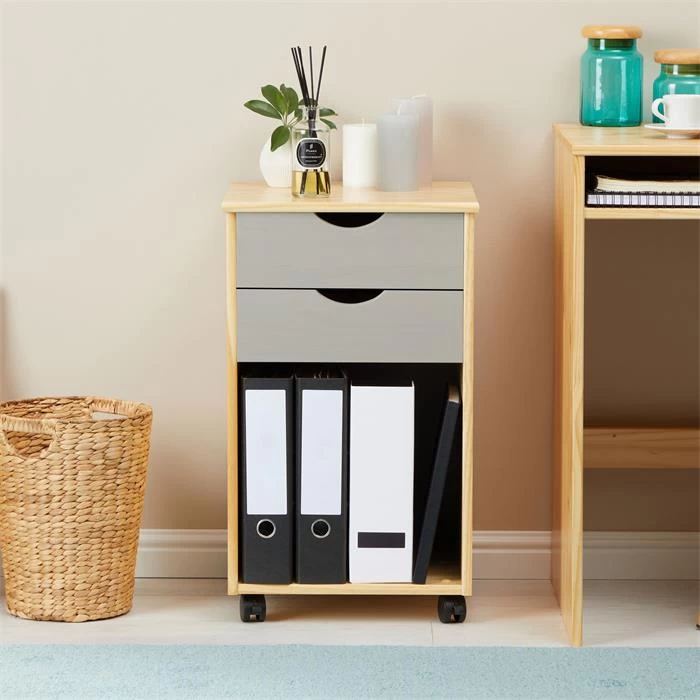 Rollcontainer KANO Mit 2 Schubladen Und 1 Ablagefach In Natur/grau 2 Rollcontainer KANO Mit 2 Schubladen Und 1 Ablagefach In Natur/grau – Bild 2