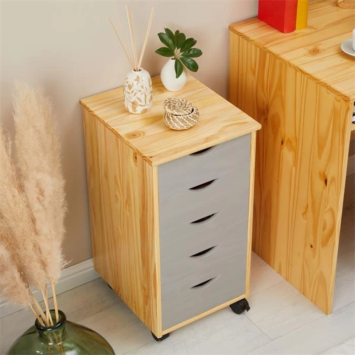 Rollcontainer LAGOS Mit 5 Schubladen In Natur/grau 4 Rollcontainer LAGOS Mit 5 Schubladen In Natur/grau – Bild 4