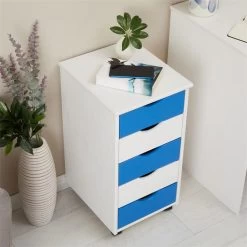Rollcontainer LAGOS Mit 5 Schubladen In Weiß/blau 9 Rollcontainer LAGOS Mit 5 Schubladen In Weiß/blau -Möbel Verkauf 2117 AC3