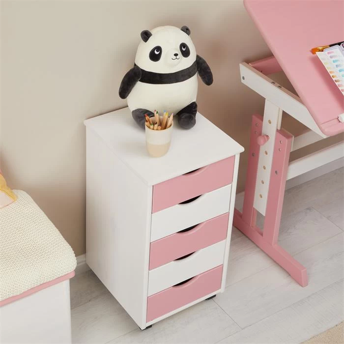 Rollcontainer LAGOS Mit 5 Schubladen In Weiß/rosa 3 Rollcontainer LAGOS Mit 5 Schubladen In Weiß/rosa – Bild 3