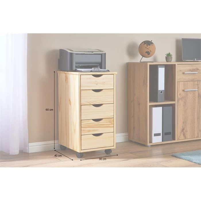 Rollcontainer LAGOS Mit 5 Schubladen In Natur 6 Rollcontainer LAGOS Mit 5 Schubladen In Natur – Bild 6