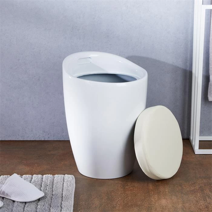 Badhocker DANIEL Mit Stauraum Weiß 5 Badhocker DANIEL Mit Stauraum Weiß – Bild 5