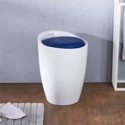 Badhocker DANIEL Mit Stauraum Weiß/blau -Möbel Verkauf 30213 A0 1N