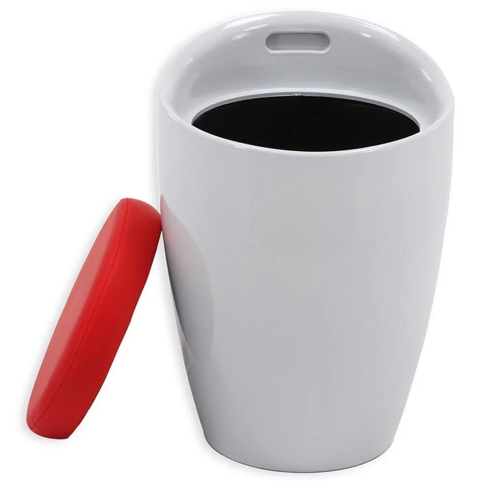 Badhocker DANIEL Mit Stauraum Weiß/rot 2 Badhocker DANIEL Mit Stauraum Weiß/rot – Bild 2