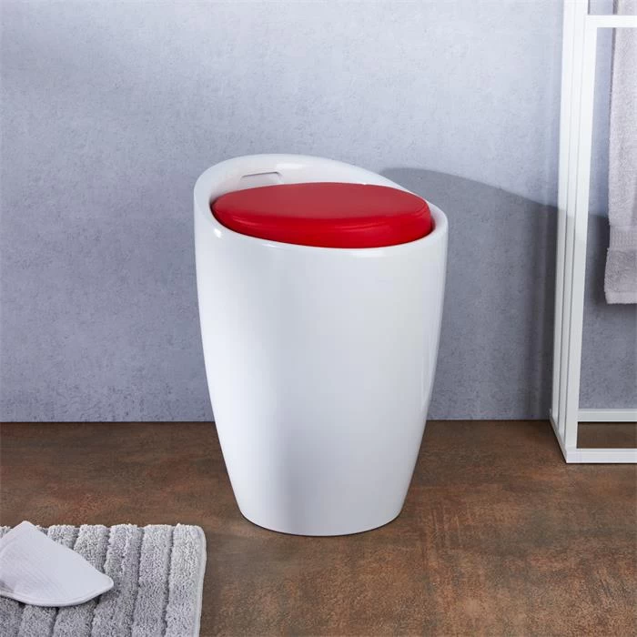 Badhocker DANIEL Mit Stauraum Weiß/rot 4 Badhocker DANIEL Mit Stauraum Weiß/rot – Bild 4