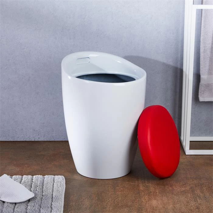 Badhocker DANIEL Mit Stauraum Weiß/rot 5 Badhocker DANIEL Mit Stauraum Weiß/rot – Bild 5