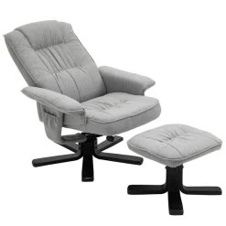 Relaxsessel CHARLY Mit Hocker Und Stoffbezug Grau/schwarz 9 Relaxsessel CHARLY Mit Hocker Und Stoffbezug Grau/schwarz -Möbel Verkauf 31092 3 N1