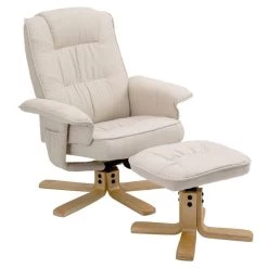 Relaxsessel CHARLY Mit Hocker Und Stoffbezug In Beige