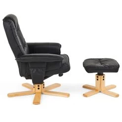 Relaxsessel CHARLY Mit Hocker Und Kunstleder In Schwarz -Möbel Verkauf 31101 4 N1