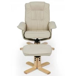 Relaxsessel CHARLY Mit Hocker Und Kunstleder In Beige -Möbel Verkauf 31102 3 N1