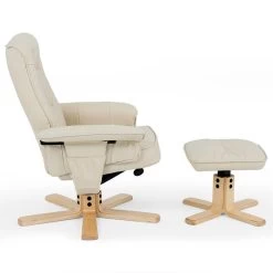 Relaxsessel CHARLY Mit Hocker Und Kunstleder In Beige -Möbel Verkauf 31102 4 N1