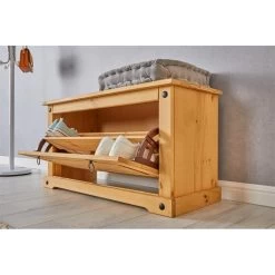 Schuhbank TEQUILA, Kiefer Massiv, Mexiko -Möbel Verkauf 42030 A4