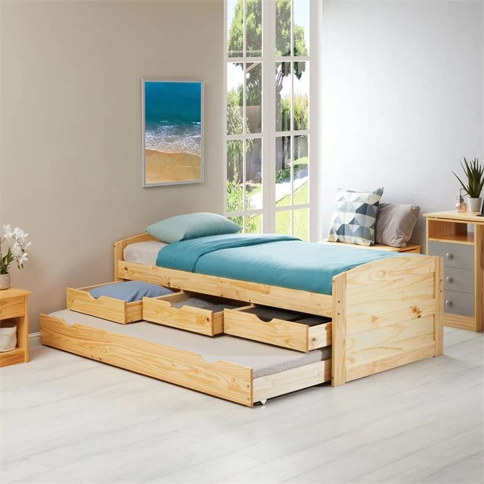 Bett Mit Stauraum JESSY 90x190 Cm, Mit Ausziehbett In Natur 4 Bett Mit Stauraum JESSY 90x190 Cm, Mit Ausziehbett In Natur – Bild 4