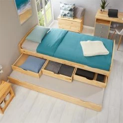 Bett Mit Stauraum JESSY 90x190 Cm, Mit Ausziehbett In Natur 10 Bett Mit Stauraum JESSY 90x190 Cm, Mit Ausziehbett In Natur -Möbel Verkauf 5056 AC4