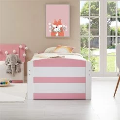 Bett Mit Stauraum JESSY 90x190 Cm, Mit Ausziehbett In Weiß/rosa -Möbel Verkauf 5057 AC1