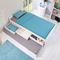 Bett Mit Stauraum JESSY 90x190 Cm, Mit Ausziehbett In Weiß -Möbel Verkauf 5058 AC5