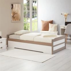 Ausziehbett LORENA 90x190 Cm, Kiefer In Taupe/weiß -Möbel Verkauf 5087 AC2