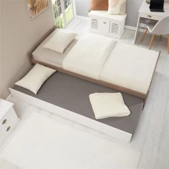 Ausziehbett LORENA 90x190 Cm, Kiefer In Taupe/weiß -Möbel Verkauf 5087 AC3