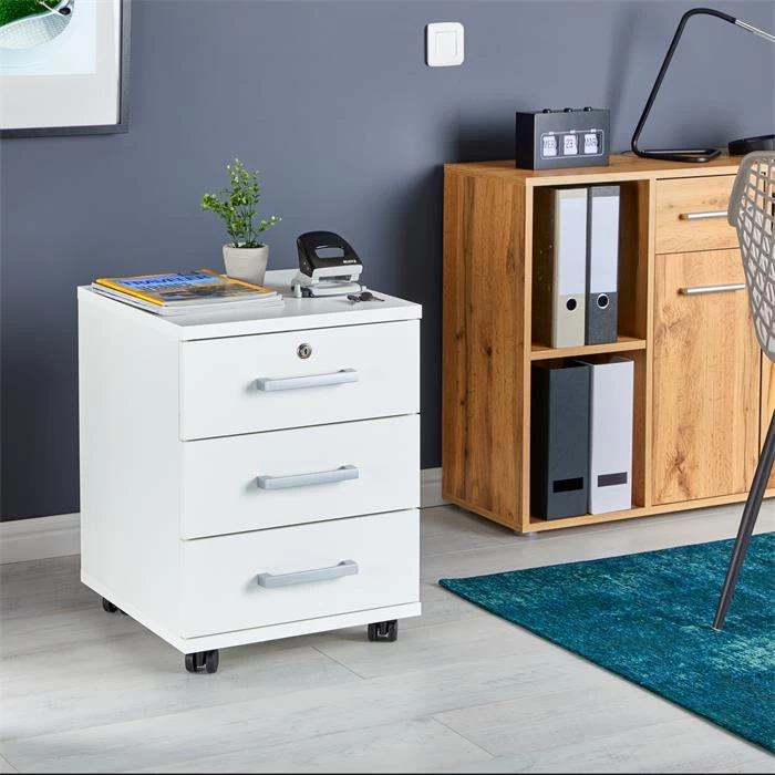 Rollcontainer VANCOUVER In Weiß Mit 3 Schubladen 2 Rollcontainer VANCOUVER In Weiß Mit 3 Schubladen – Bild 2