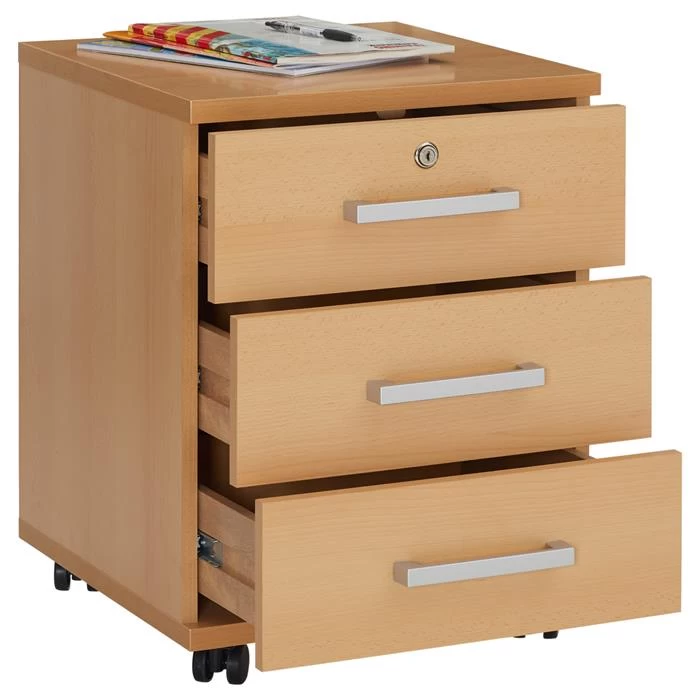 Rollcontainer VANCOUVER In Buchefarben Mit 3 Schubladen 3 Rollcontainer VANCOUVER In Buchefarben Mit 3 Schubladen – Bild 3