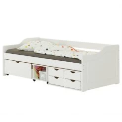 Bett Mit Stauraum SENTA 90x200 Cm, Kiefer Massiv In Weiß -Möbel Verkauf 5223 3