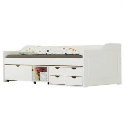 Bett Mit Stauraum SENTA 90x200 Cm, Kiefer Massiv In Weiß -Möbel Verkauf 5223 4