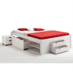 Bett Mit Stauraum SABRINA 140x200 Cm, Kiefer Massiv In Weiß 8 Bett Mit Stauraum SABRINA 140x200 Cm, Kiefer Massiv In Weiß -Möbel Verkauf 5301 3