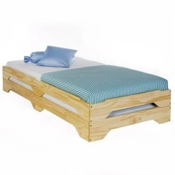 Stapelbett RONNY 90x200 Cm Aus Kiefer, Natur