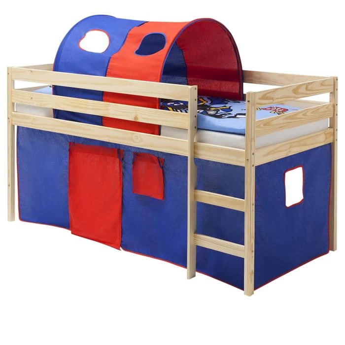 Hochbett ERIK Vorhang + Tunnel Blau/rot 1 Hochbett ERIK Vorhang + Tunnel Blau/rot